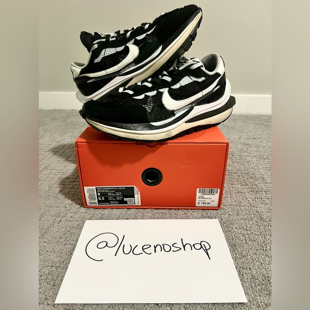 ✅PRE-OWNED✅ Size 8 Nike Sacai x VaporWaffle Black White